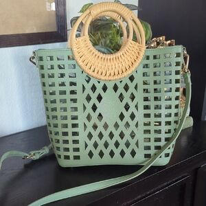 A New Day Mint Green Tote with Woven Handle